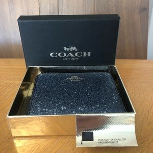 Coach boxed star glitter small zip around wallet